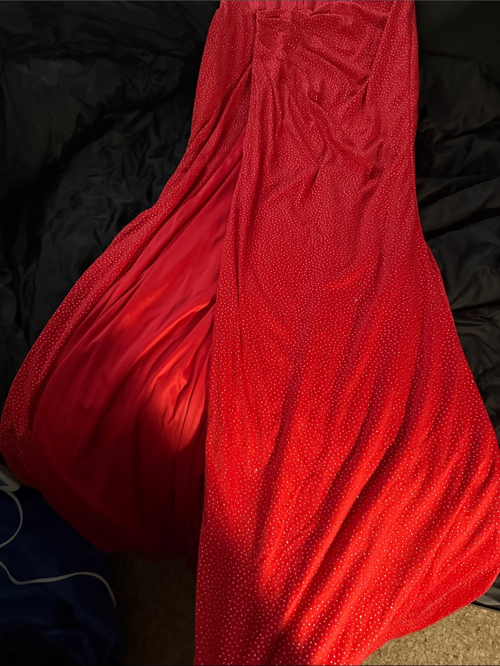 Red Strapless Rhinestone Prom Gown - Picture 4 of 4